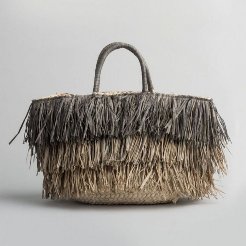 Deux Lux Gray and Tan Layered Tote